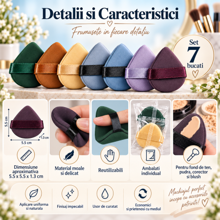 Set 7 bureti de machiaj ORIGINAL DEALS multicolor, forme variate