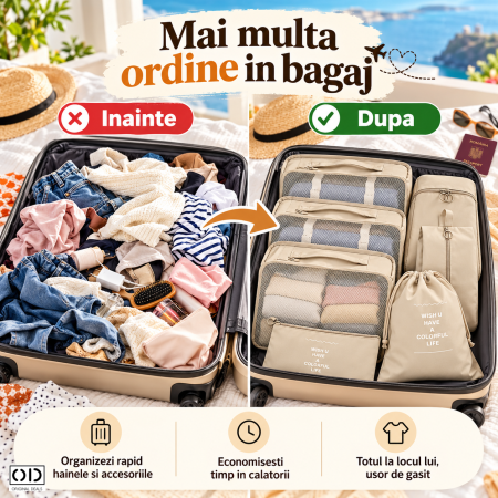 Set 7 organizatoare de bagaj bej pentru valiza si depozitare ORIGINAL DEALS Set 7 organizatoare de bagaj bej pentru valiza si depozitare ORIGINAL DEALS