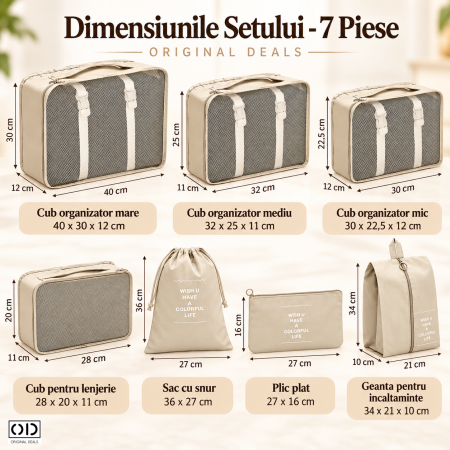 Organizatoare de voiaj pliabile bej pentru haine incaltaminte si accesorii Organizatoare de voiaj pliabile bej pentru haine incaltaminte si accesorii