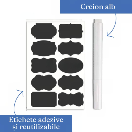Set 7 Recipiente Organizare Alimente, , Inchidere Etansa, Etichete Reutilizabile, Cupe Masurare, 4 Dimensiuni Diferite, din Plastic Dur, Transparent [3]