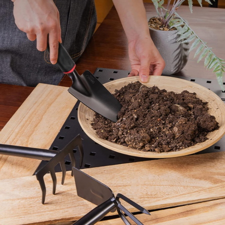 Set 7 Unelte de Gradina , pentru Plantare Prelucrare Sol si Ingrijire Plante, Material PVC si cardboard, 31.5 x 8 cm, negru [3]