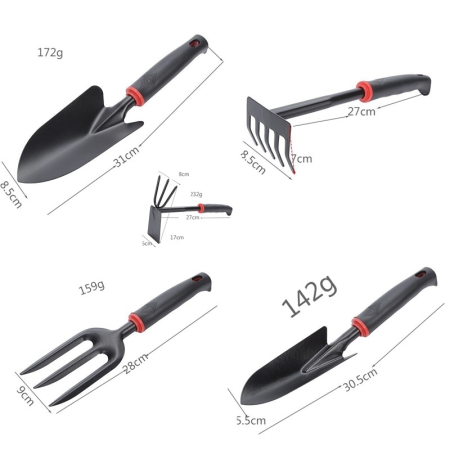 Set 7 Unelte de Gradina , pentru Plantare Prelucrare Sol si Ingrijire Plante, Material PVC si cardboard, 31.5 x 8 cm, negru [1]
