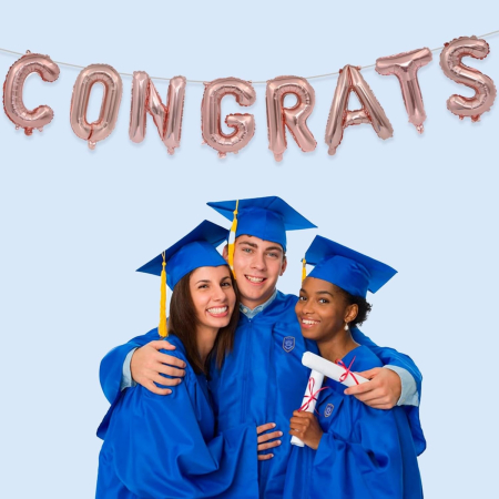 Set 8 Baloane din Folie Metalizata, , Model Scris Congrats, Litere de 40 cm, Tema Absolvire, Baloane Party, Ambalaj Individual, Pai Inclus, Umflare cu Aer sau Heliu, Roz [3]