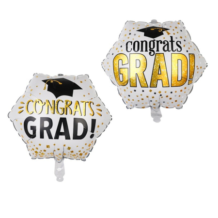Set 8 Baloane din Folie Metalizată si din Latex, , Figurine Soare 77x67cm, Stea si Hexagon 45 cm, Baloane Latex 30 cm, Tema Absolvire, Ambalaj Individual, Pai Inclus, Umflare cu Aer sau Heliu, Multicolor [1]