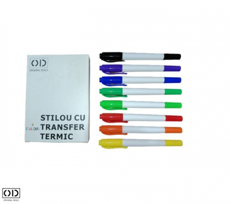 Set 8 Markere Duble cu Transfer Termic pentru Scris, Desenat si Colorat pe Haine sau Tesaturi Textile, Multicolor, Universal, Original Deals [5]