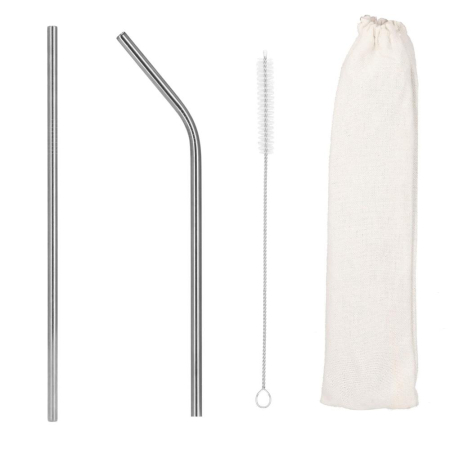 Set 8 paie metalice argintiu, reutilizabile, cu husa depozitare si perii curatat, 215x6 mm [28]