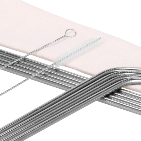 Set 8 paie metalice argintiu, reutilizabile, cu husa depozitare si perii curatat, 215x6 mm [17]