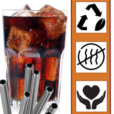 Set 8 paie metalice argintiu, reutilizabile, cu husa depozitare si perii curatat, 215x6 mm [30]