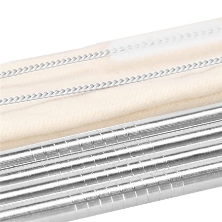 Set 8 paie metalice argintiu, reutilizabile, cu husa depozitare si perii curatat, 215x6 mm [24]