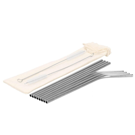 Set 8 paie metalice argintiu, reutilizabile, cu husa depozitare si perii curatat, 215x6 mm [26]