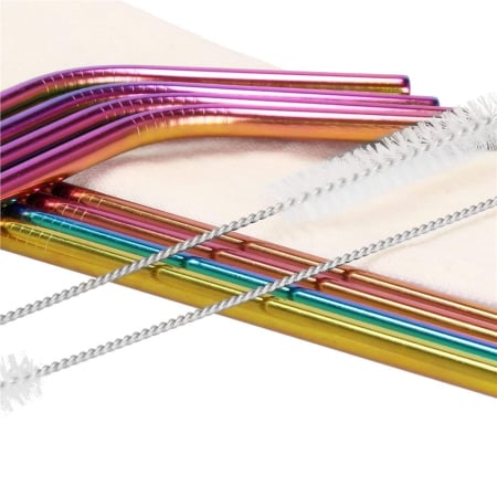 Set 8 paie metalice multicolor (holo), reutilizabile, cu husa depozitare si perii curatat, 215x6 mm [11]