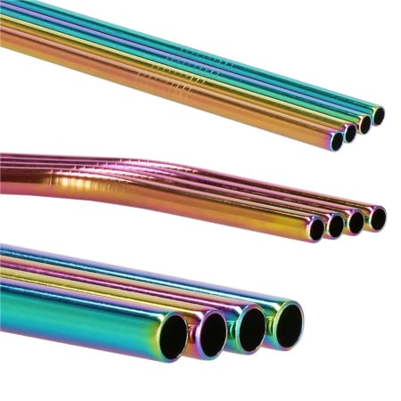 Set 8 paie metalice multicolor (holo), reutilizabile, cu husa depozitare si perii curatat, 215x6 mm [20]