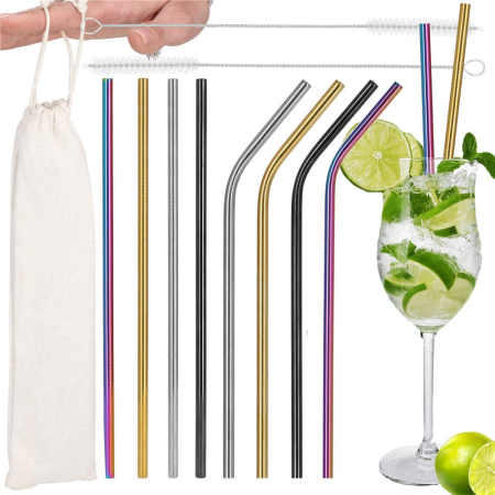 Set 8 paie metalice multicolor, reutilizabile, cu husa depozitare si perii curatat, 215x6 mm [35]