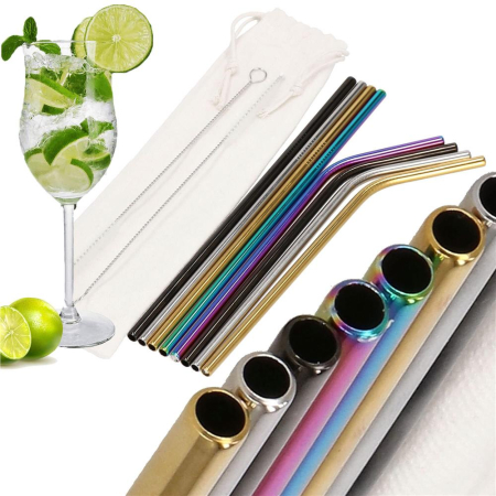 Set 8 paie metalice multicolor, reutilizabile, cu husa depozitare si perii curatat, 215x6 mm [32]