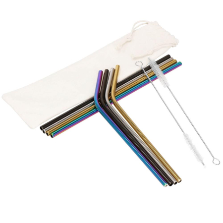 Set 8 paie metalice multicolor, reutilizabile, cu husa depozitare si perii curatat, 215x6 mm [16]