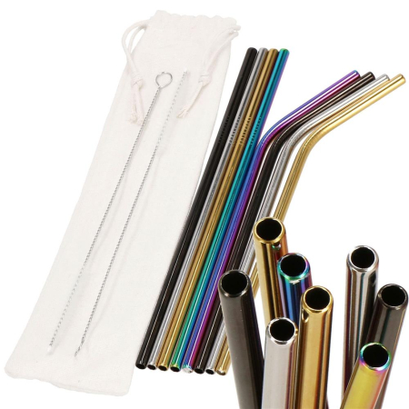 Set 8 paie metalice multicolor, reutilizabile, cu husa depozitare si perii curatat, 215x6 mm [30]