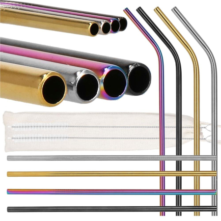 Set 8 paie metalice multicolor, reutilizabile, cu husa depozitare si perii curatat, 215x6 mm [33]