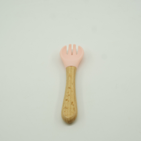 Set 8 piese diversificare bebelusi si copii din silicon , baveta, farfurie compartimentata cu ventuza, bol cu ventuza, tacamuri din lemn si silicon, cana pentru gustari, fara alergeni, roz [4]