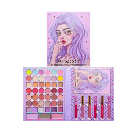 Set 8 Produse de Machiaj, KEVIN & COCO, Violet Fairy, 51 culori, 19.5 x 24.5 x 2.5 cm [11]