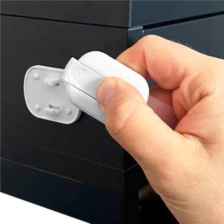 Set 8 sigurante blocator sertare si usi, plastic si silicon, ajustabile, 19 cm, alb [4]