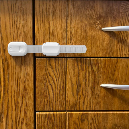 Set 8 sigurante blocator sertare si usi, plastic si silicon, ajustabile, 19 cm, alb [2]