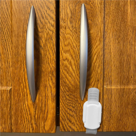 Set 8 sigurante blocator sertare si usi, plastic si silicon, ajustabile, 19 cm, alb [3]