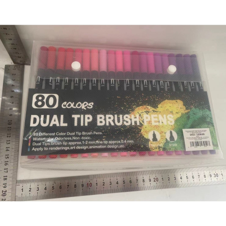 Set 80 Carioci, , pe Baza de Apa, 2 Tipuri de Varf, 1-2 mm, 0.4 mm, Corp Carioca Negru, din Plastic, Multicolor [5]