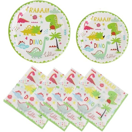 Set 9 Accesorii de Masa, , Colectia Dino Park, 82 Piese, din Carton/Plastic/Hartie, Multicolor [4]