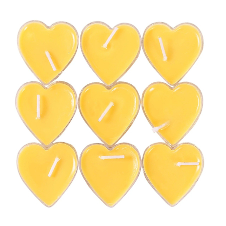 Set 9 Lumanari in Forma de Inima, , pentru Ziua Indragostitilor, Aroma de Citrice, Ardere 3.5 h, din Parafina, 4 x 2 cm, Galben [3]