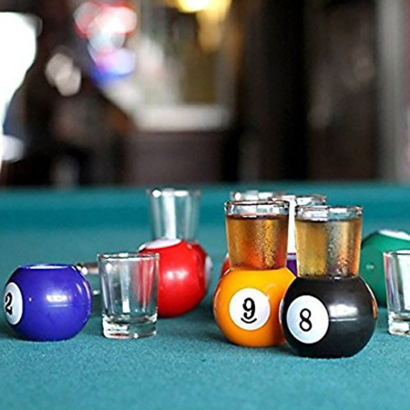 Set 9 pahare de shot , cu suport tip bila de biliard, detasabil, 30 ml, din sticla, 17 x 17 x 10 cm, multicolor [6]