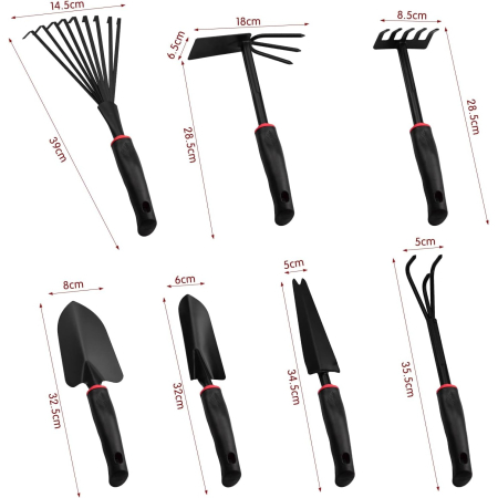 Set 9 Unelte de Gradina , pentru Plantare Prelucrare Sol si Ingrijire Plante, Material PVC si cardboard, 25 x 14.5 cm, negru [2]