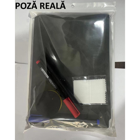 Set Agenda A5 Reutilizabila cu Pagini Tip Tabla, Agenda Pagini Albe cu Stergere Uscata, 3 Markere, 1 Burete și 1 Laveta de sters, Portabila, 24 x 16.5 cm, Coperta Piele, Negru [5]