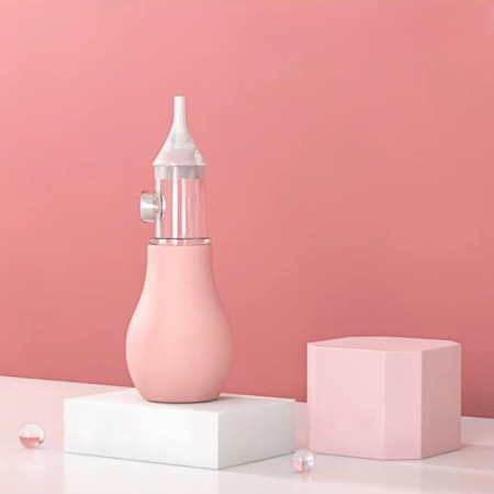 Set Aspirator Nazal pentru Copii, , Manual, Anti-Reflux, cu Pompita, Usor de Curatat, Varf din Silicon, 11.2x4cm, Roz [2]