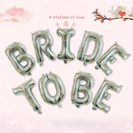 Set Baloane din Folie Metalizata, , Model Bride to Be, Litere de 40 cm, Baloane Party, Ambalaj Individual, Pai Inclus, Umflare cu Aer sau Heliu, Argintiu [1]
