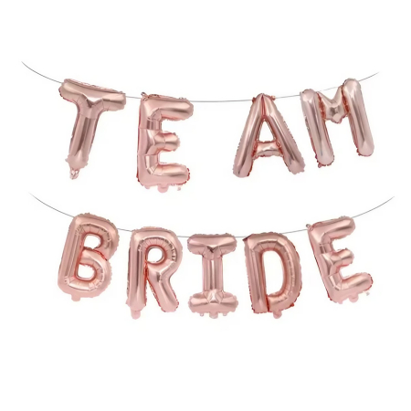 Set Baloane din Folie Metalizata, , Model Team Bride, Litere de 40 cm, Tema Iubire, Baloane Party, Ambalaj Individual, Pai Inclus, Umflare cu Aer sau Heliu, Roz [4]