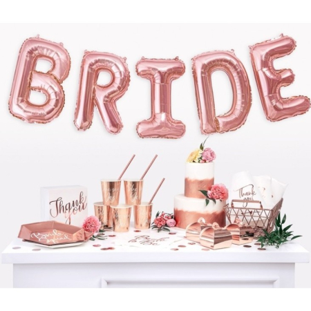 Set Baloane din Folie Metalizata, , Model Team Bride, Litere de 40 cm, Tema Iubire, Baloane Party, Ambalaj Individual, Pai Inclus, Umflare cu Aer sau Heliu, Roz [2]