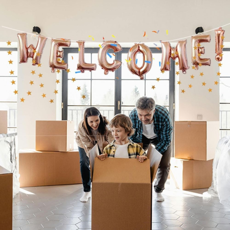 Set Baloane din Folie Metalizata, , Model WELCOME!, Litere de 40 cm, Baloane Party, Ambalaj Individual, Pai Inclus, Umflare cu Aer sau Heliu, Roz [1]