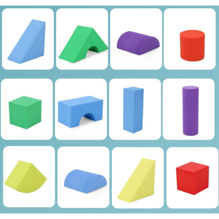 Set Blocuri de Constructie din Spuma EVA, , 29 de Piese, Interactive, 24.5x16x3.7 cm, Multicolor [2]
