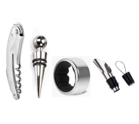 Set Cadou Premium pentru Vin cu 4 Accesorii din Otel Inoxidabil si Cutie Eleganta din Lemn, ORIGINAL DEALS [6]