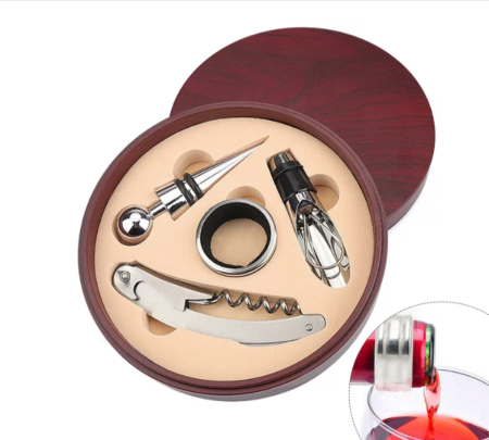 Set Cadou Premium pentru Vin cu 4 Accesorii din Otel Inoxidabil si Cutie Eleganta din Lemn, ORIGINAL DEALS [8]