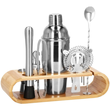 Set Cocktail Shaker Kit pentru barmani 750ml, KI25, suport bambus, 12 piese [18]