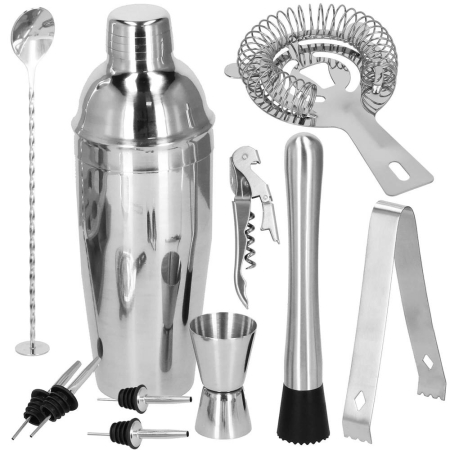 Set Cocktail Shaker Kit pentru barmani 750ml, KI25, suport bambus, 12 piese [31]