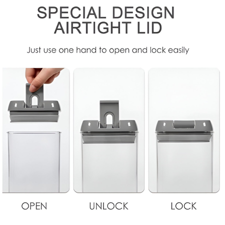 Set Cutii de Depozitare a Alimentelor, , 7 Recipiente, 10 Etichete Reutilizabile, 4 Linguri, pentru Bucatarie, Spatula, Etansare, Fara BPA, Transparente, Capac Negru [3]