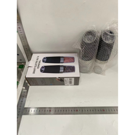 Set de 2 Rasnite electrice de Sare si Piper, , cu Camere Depozitare Transparente, Macinare, Functionare pe Baterii, cu Lumina, ABS, 20x6.5 cm, Negru/Transparent [1]