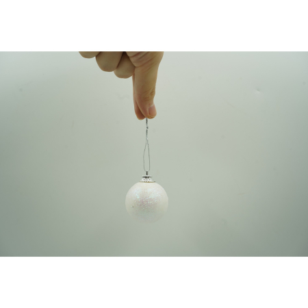 Set de 20 ornamente de brad, , de tip Glob, Alb/ Argintiu, din polistiren, cu finisaj sclipitor , cutie 4 cm adancime x 20 cm lungime x 16 cm inaltime [4]