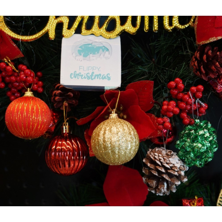 Set de 35 ornamente de brad, , de tip Glob, Multicolor, din polistiren, cu finisaj sclipitor , cutie 14 cm adancime x 23 cm inaltime x 14 cm lungime) [8]