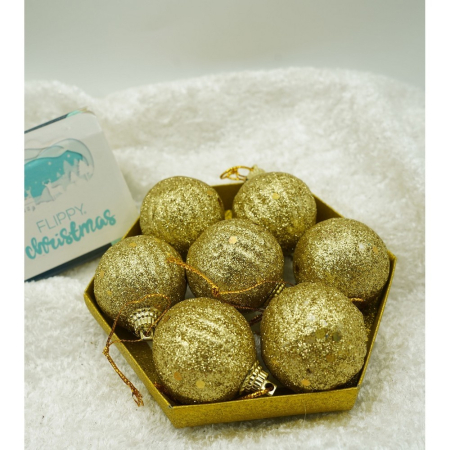 Set de 35 ornamente de brad, , de tip Glob, Rosu/ Auriu, din polistiren, cu finisaj sclipitor , cutie 11 cm adancime x 19 cm inaltime x 11 cm lungime) [8]