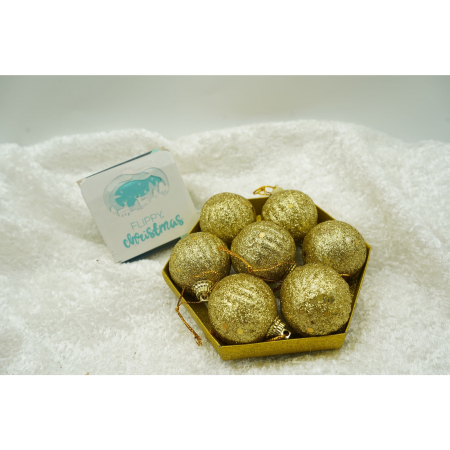 Set de 35 ornamente de brad, , de tip Glob, Rosu/ Auriu, din polistiren, cu finisaj sclipitor , cutie 11 cm adancime x 19 cm inaltime x 11 cm lungime) [3]