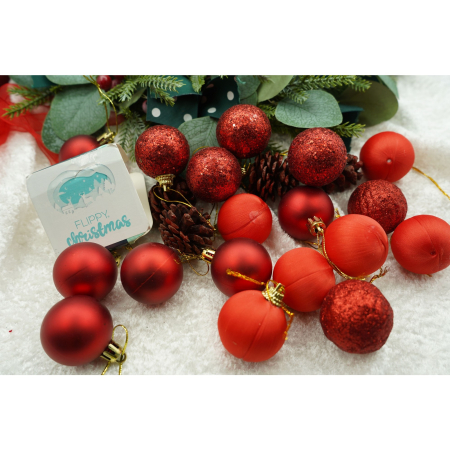 Set de 35 ornamente de brad, , de tip Glob, Rosu, din polistiren, cu finisaj sclipitor , cutie 11 cm adancime x 19 cm inaltime x 11 cm lungime) [1]