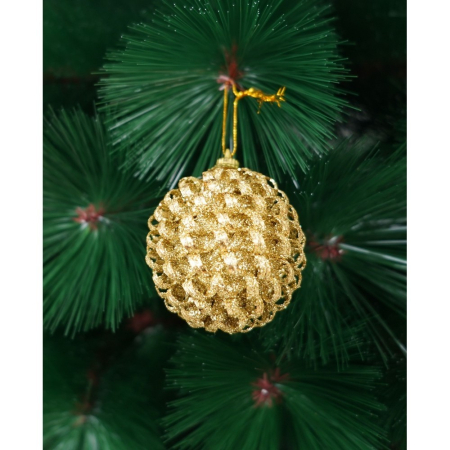 Set de 6 ornamente de brad, , de tip Glob, Multicolor, cu ø de 6 cm, din metal, cu finisaj sclipitor , cutie 6 cm adancime x 34 cm lungime x 6 cm inaltime [8]